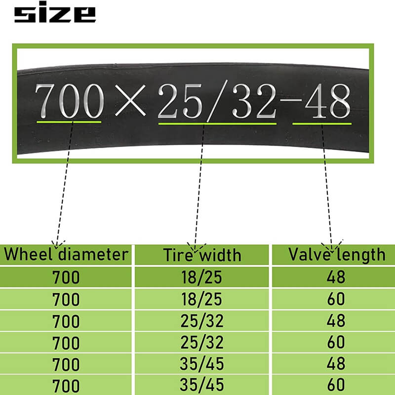 BWSHLF Road Bike Inner Tube with 25-32 48mm Presta Valve 2pack